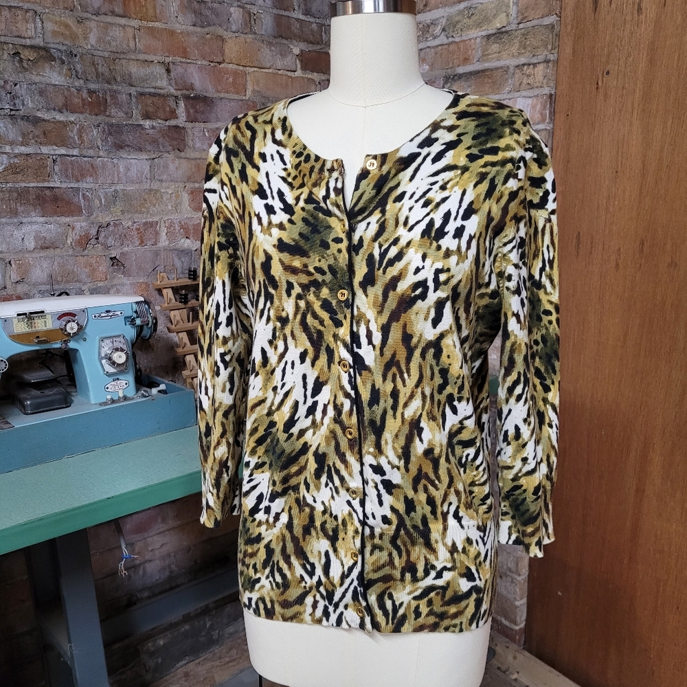 Jones New York Animal print cardigan Large